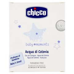 Chicco Baby Moments bottle front view, soft soothing scent for baby routines.