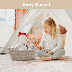 CHICVITA bathroom towel and toy storage basket keeps essentials within reach.