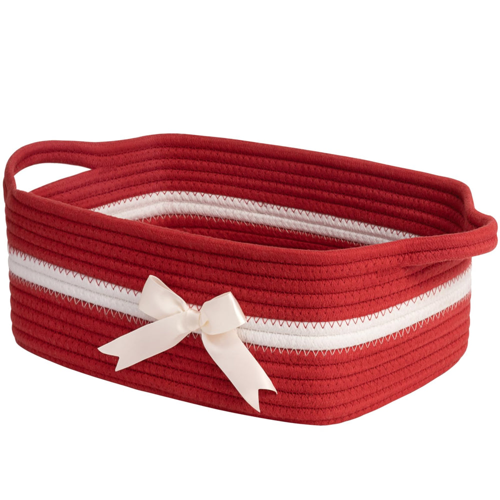 CHICVITA small storage basket in red rope ideal for toy organization and room tidying
