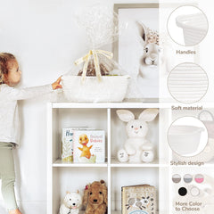CHICVITA white basket in nursery decor helps organize essentials.