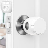 Child Proof Door Knob Covers double-lock pack in use on a bedroom door for added safety.