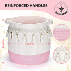 childishness ndup cotton rope basket laundry hamper with soft cotton rope