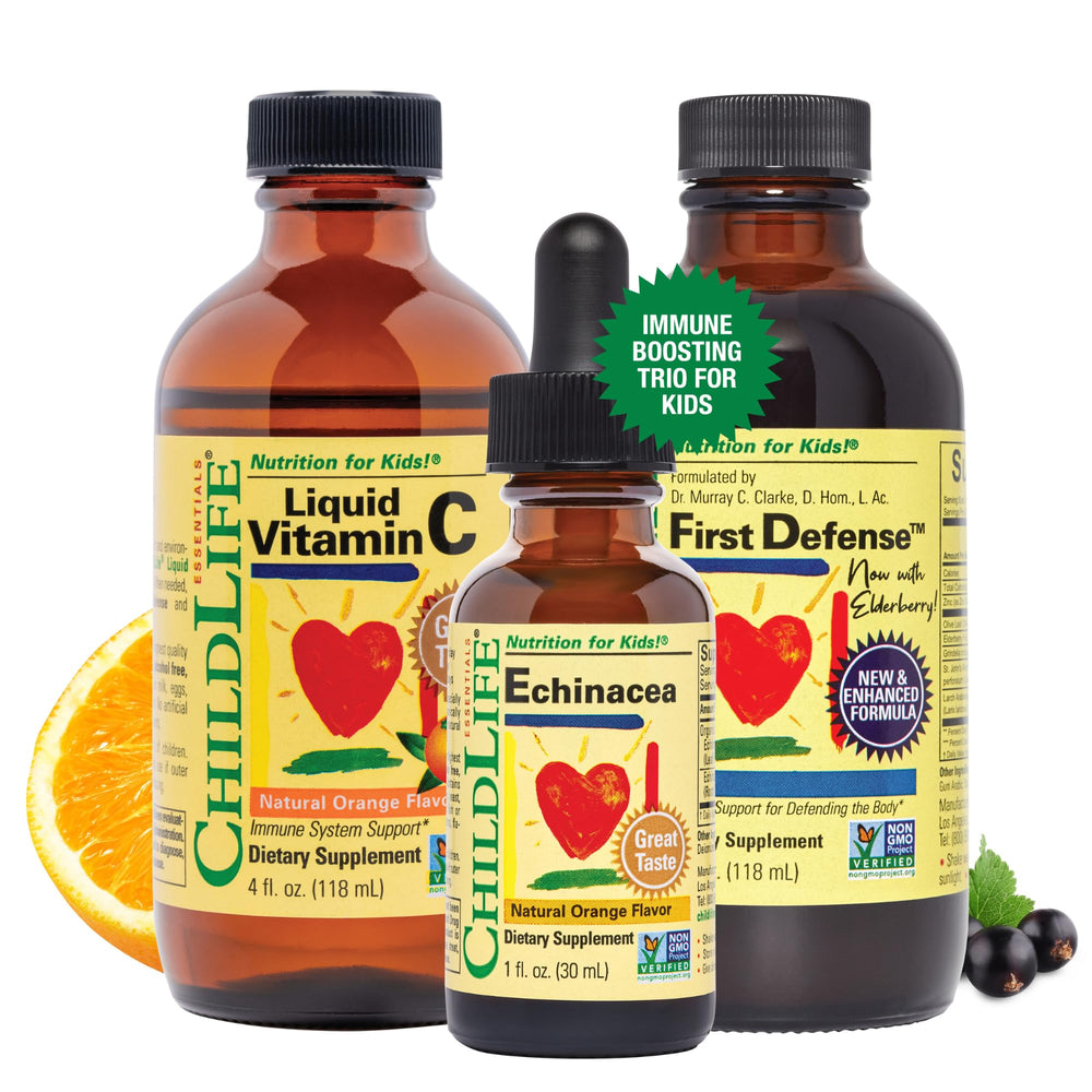 ChildLife Essentials Immune Support 3-Pack front view for daily kid-friendly immune support.