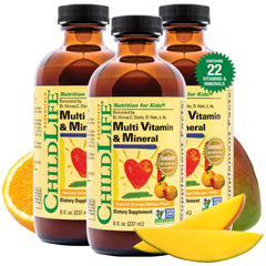 CHILDLIFE Essentials Kids Multivitamin orange bottle promotes daily nutrition support for children.