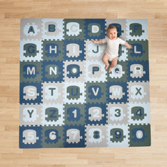 CHILDLIKE BEHAVIOR baby play mat in blue interlocking tiles for crawling