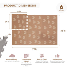 72x48 inch mat provides generous space for baby to explore with cushions.