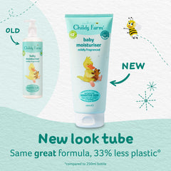 Childs Farm moisturiser bottle pump, easy one-handed application for busy mornings.