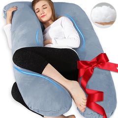 Chilling Home U-shaped grey pregnancy pillow providing full body support for better sleep