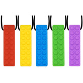Choneer chew necklaces building block pendant closeup for sensory teething