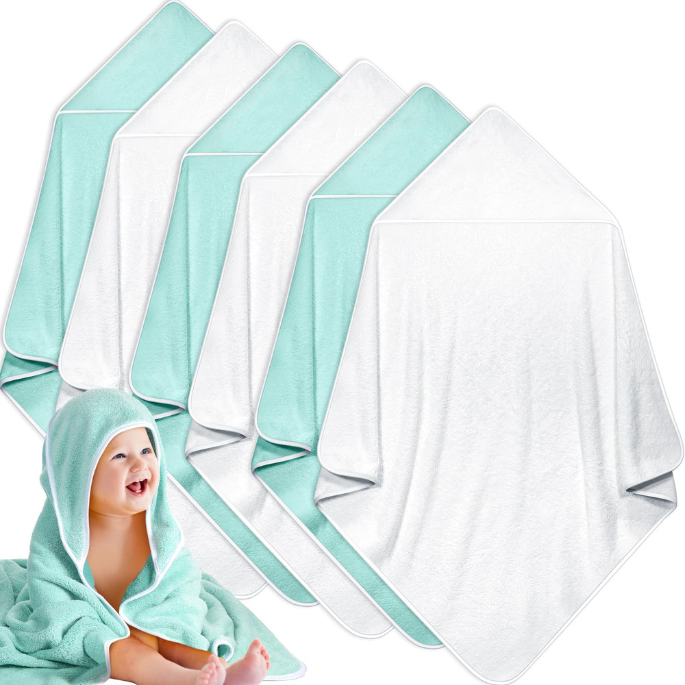 Chumia 6-pack baby hooded towel with coral fleece dries quickly after bath.