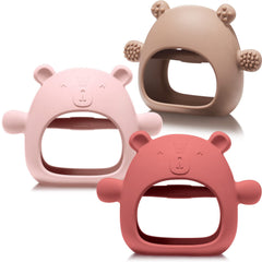 Chumia wrist teether caramel color helps soothe gums and reduces finger chewing.