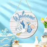 Chunful baby boy welcome sign on door for nursery greeting