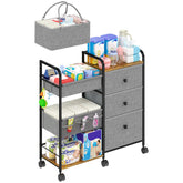 Cidaziya 2In1 diaper caddy cart with 3-tier layout for organized nursery storage.