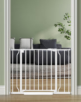 Cideny baby gate auto-close in doorway showing reliable self-closing action for safety