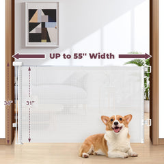 Cideny 34-inch tall mesh gate provides clear view while keeping toddlers safe.