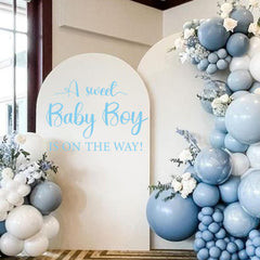 CIEQR Sweet Baby Boy Sign Decal highlights balloon-arch visuals for gender reveal