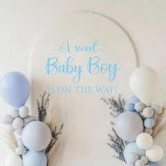 CIEQR Sweet Baby Boy Sign Decal on wall adds warm ambiance to baby showers
