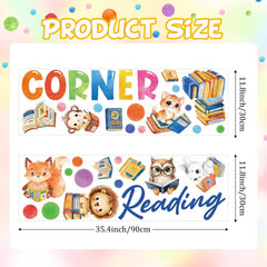 Cinrobiye fox-reading-book decal adds playful charm to classrooms and playrooms for early literacy.