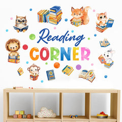 Cinrobiye owl-reading-book decal brightens the preschool reading corner.