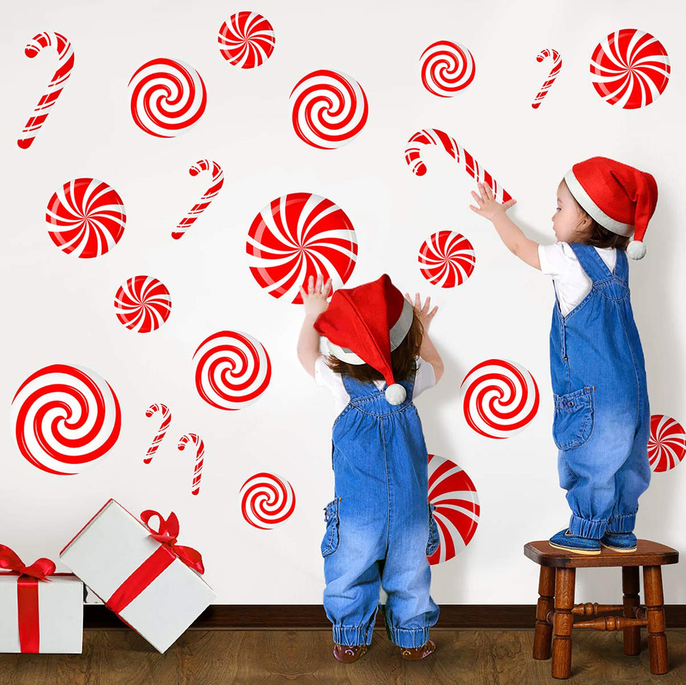 CIOEY Peppermint floor decal on the floor creates a festive Candy Land vibe for holidays.