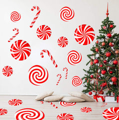 CIOEY peppermint decal on windows adds bright color and playful candy-themed ambiance.