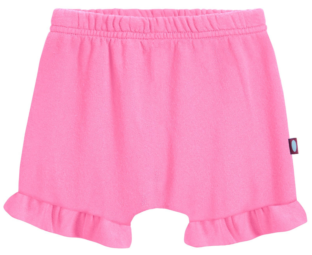City Threads bloomers with ruffles in bubblegum, soft cotton for everyday comfort.