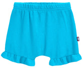 City Threads bloomers ruffled diaper cover in turquoise, soft cotton for comfy all-day wear.