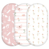 Civarua Kids 3-pack bassinet sheets in pink butterfly for soft, cozy sleep.
