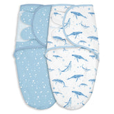 CIVARUA KIDS baby swaddle with whale pattern closeup, soft organic cotton for calm sleep