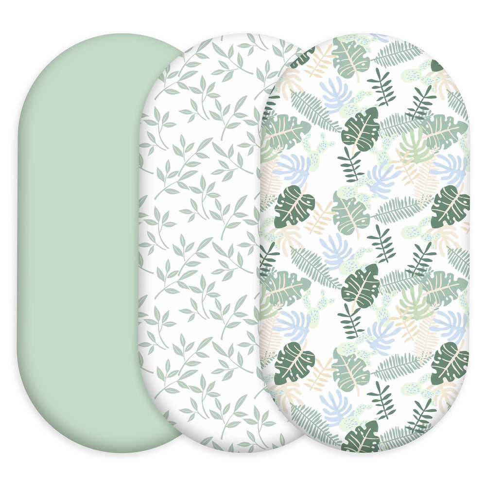 Civarua Kids sage green bassinet sheets with universal fit for various bassinets
