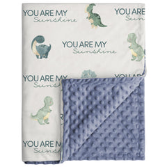 Civarua Kids dinosaur blanket in blue front view, ideal for cozy newborn swaddling.
