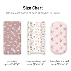Civarua Kids floral bassinet sheets visible from the side highlighting the floral print.