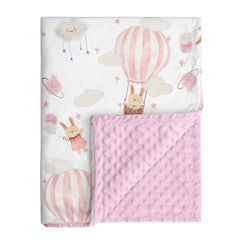 CIVARUA KIDS Minky baby blanket with pink bunny provides gentle warmth