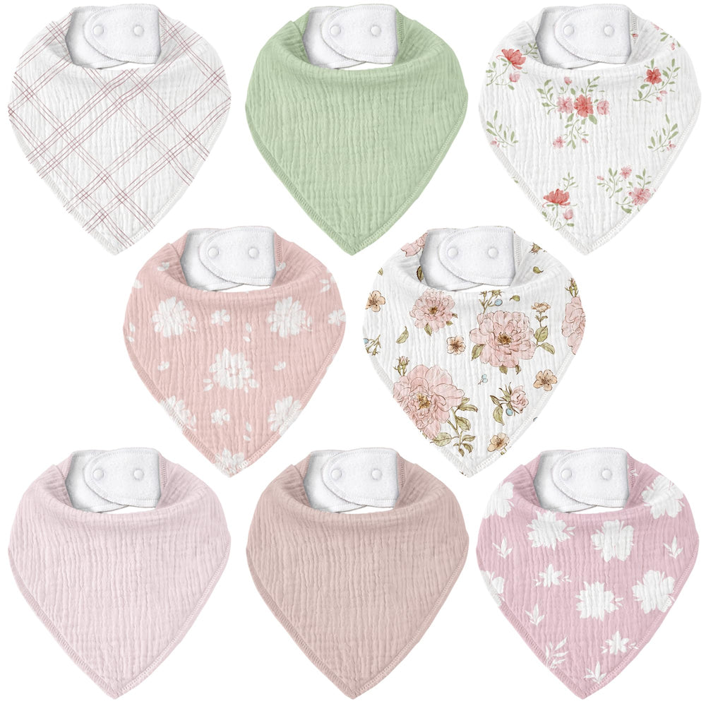CIVARUA KIDS muslin baby bibs 8-pack, packshot showing drool-absorbent design.