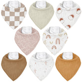Civarua Kids muslin bibs flatlay eight-pack showing colors and styles for easy outfit matching