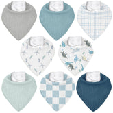Civarua Kids muslin bibs 8-pack front view, soft absorbent fabric for drool management.