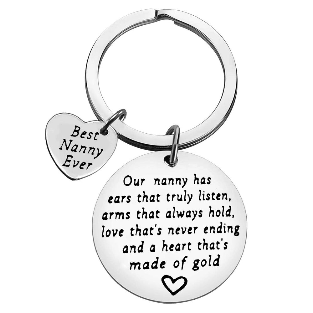 Ciyumu Best Nanny Ever Keychain with silver heart pendant for a thoughtful gift
