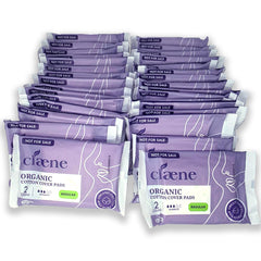 Claene night-time cotton cover pads in a 64-pack for overnight comfort.