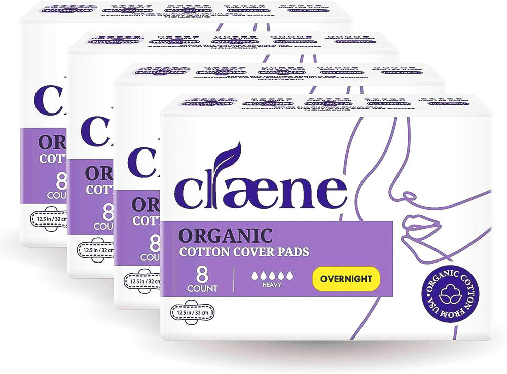 Claene overnight pad with wings overview showing secure fit and full-night protection.