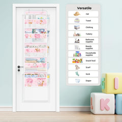 Clastyle 5-tier door organizer stores toys, diapers, and essentials within reach.