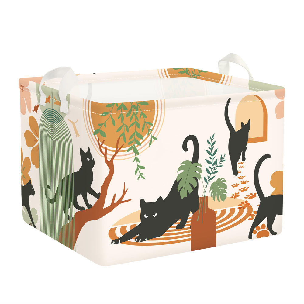 Clastyle Boho Animal Kid Storage Basket with cat design for toy organization.