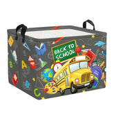 Clastyle book storage basket in gray keeps kids’ books neatly organized.