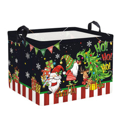 Clastyle Christmas basket with black gnomes decor for organized toy storage.