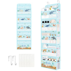 Clastyle Ocean Animals 5-tier door organizer holding toys and clothes behind the door.