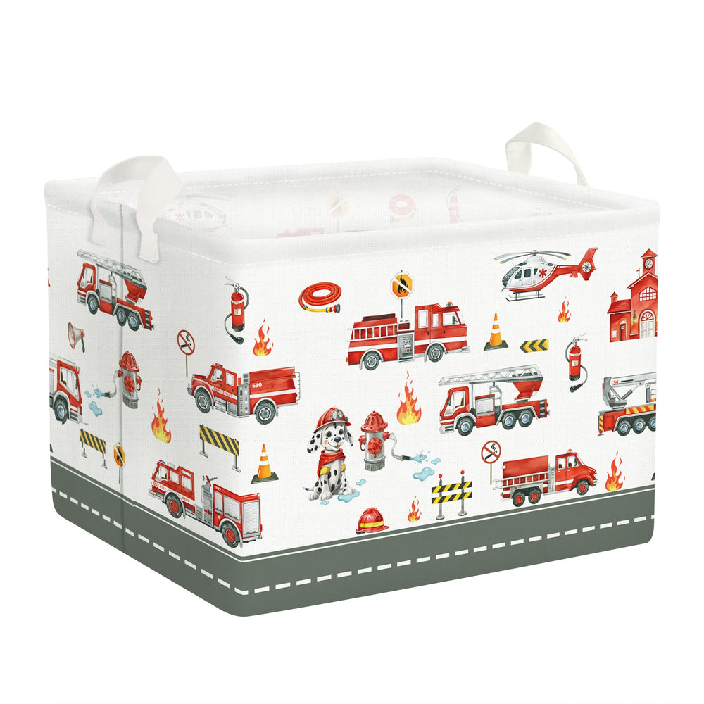 Clastyle Rectangle Large Red Fire Car Basket image1: easy toy organization in the kids' room.