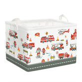 Clastyle Rectangle Large Red Fire Car Basket image1: easy toy organization in the kids' room.