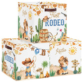 Clastyle Western Cowboy kid storage basket with handle enables easy carry and organized toys.