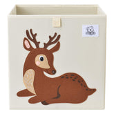 CLCROBD deer foldable cube bin front view, ideal for easy toy storage in kids' rooms