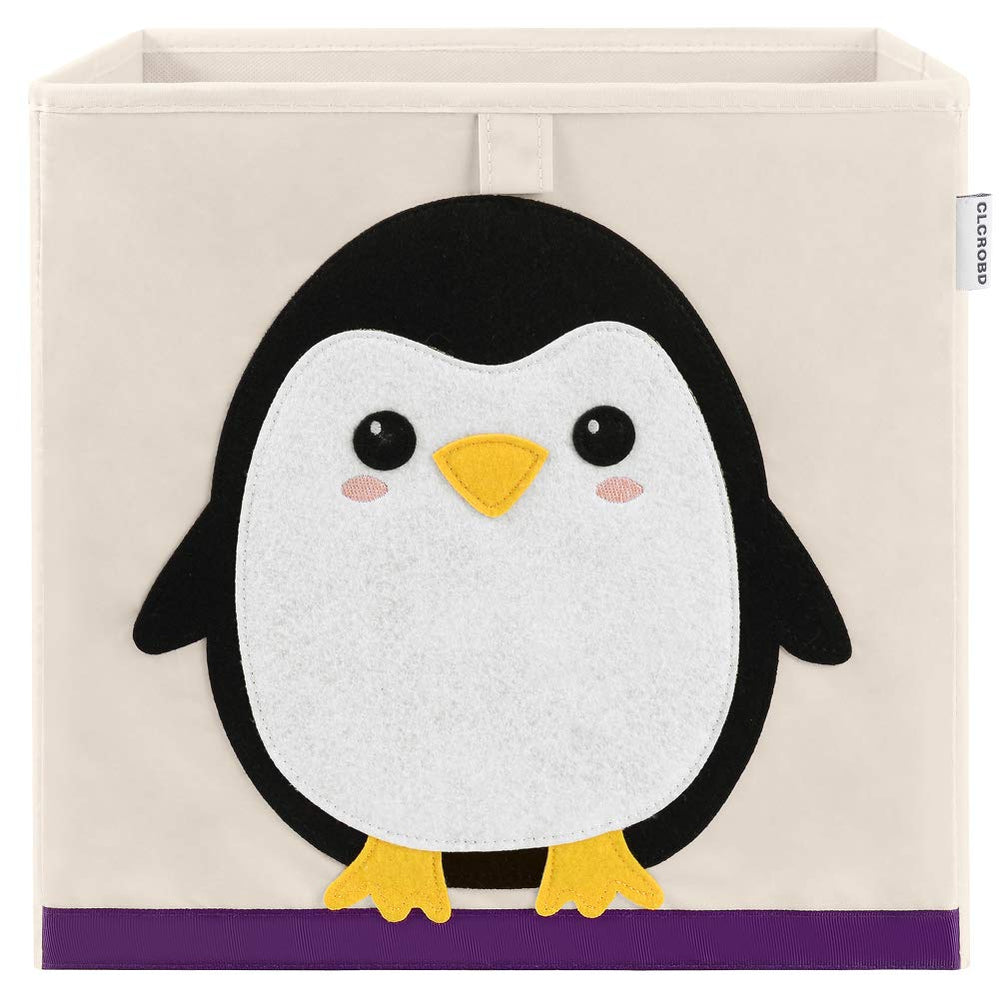 CLCROBD penguin cube bin front view shows sturdy toy storage for kids