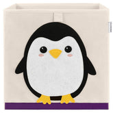 CLCROBD penguin cube bin front view shows sturdy toy storage for kids